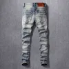 Italienische Mode Männer Jeans Hohe Qualität Retro Blau Slim Ripped Denim Baumwolle Lange Hosen Klassische Vintage Designer Hosen SN5F