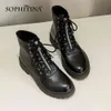 Sophitina Femme's Botkle Boots Cross Lace Up Fashion Design Botie Zipper Decoration ComforT Style Femmes Chaussures Po746 210513