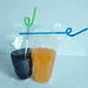Groothandel 250 ml 500ml 750ml 1000ml transparant drinktassen lege pouches rits stand-up plastic drinktas met stro en handvat