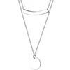 Inzatt real 925 Sterling zilveren laag ketting geometrische ronde schijf gebogen pijp choker hanger ketting voor vrouwen feest fijne sieraden231j