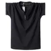 Summer Men T Shirt Button Slim Fit Fashion Cotton Short Sleeve Shirts V Neck Casual -Shirt Solid 6xl 7xl 8xl ee op 210716