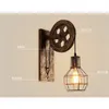 Vintage LED-remskivan Vägglampa Amerikanska Retro Loft Väggmonterad Armatur Smidesjärn Rostfjädring Industriell ljus Fixture 210724