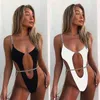 2022 Sexy Hollow Chain Swimwear Women Thong One Piece Swimsuit Monokini Beach Badpak Mujer Trikini Banador Bikini Maio Biquini