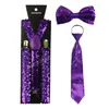 Aldult Sequin Bretels Boogdas Stropdas Set Woman Mannen Bretels Elastische Jarretel met Bowtie Fashion Riem Strap Clip