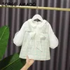 Enfant en bas âge fille automne vêtements automne robe nœud papillon Plaid vert rose à manches longues princesse enfants E20361 210610