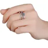 웨딩 반지 패션 패션 크로스 실버 지르콘 약혼 반지 여성 여성 모조 다이아몬드 보석 DIY 장식 선물