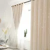 Curtain window screen Modern Hollow Star Faux Linen Blackout Curtains for Bedroom Curtains Living Room luxury european 210913208E