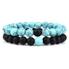 Perlenstränge Paar Armband 2-teiliges Set Herren 8mm Tigerauge Obsidian Yoga Schmuck Kent22