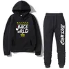 2 stycken sätter tracksuit män rapper juice wrld hooded sweatshirt byxor pullover hoodie sportkläder svett kostym casual sportuits y0831