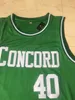 Maglie da basket vintage da uomo NCAA cucite College Shawn 40 Kemp Concord Jersey Maglie da scuola superiore Camicie verdi S-2XL