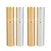 10ml Gold Glass Perfume Refillable Bottle Spray Automizer Black Test Vials Empty Silver Cosmetic Packaging Containers 50pieces