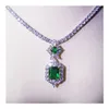 Kadınlar için Takı Setleri S925 Ayar Gümüş Zümrüt Gemstone Küpe Köpüklü Kolye Klasik Güzel Mücevherat Bırak
