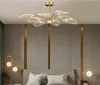 Nordic LED Ceiling Lamp Modern Copper Chandeliers for Bedroom Living Room Lotus Leaf Shape Design Home Decor Lighting Fixture