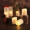 LED Tea Light Set of 6 Rechargeable w/USB Charging Cable Remote Controlled Flameless Flickering Candle Christmas Candles Hallowe 211222