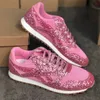 2021 Designer Kvinnor Sneakers Flatskor Lace Up Sneaker Leather Low-Top Trainer med Sequins Outdoor Casual Skor Toppkvalitet 35-43 W17