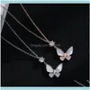 Colares de correntes pingentes j￳ias de j￳ias 925 Sier Colar da Cor￩ia do Sul port￣o leste de moda redonda de zirc￴nio Shell Butterfly Clavicle Chain Mori Pers
