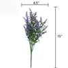 Dekorativa Blommor Kransar 8PC Artificiell 5Fork Lavendel Plast Blomma DIY Bouquet Bröllopsdekoration Hem Visa Fake Interior Potter Dec