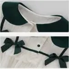 Wholesale Spring Summer Girls Dresses Long Sleeve Green Bow Princess Dress Baby Collar Kids Clothes E9116 210610