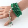 Beaded Strands Tasbih Stone Beads Green Agate Round Bulk Onyx Design Bracelet 8 10 12 Mm Chalcedony For Jewelry Making Taspeh Gifts Kent22