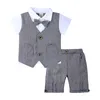 Sommer Baumwolle Baby Boy Kleidung Sets Formale Kleinkind Jungen Geburtstag Party Kleidung Anzug Gentleman Top + Shorts Kinder Outfits