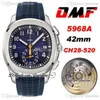 OMF 5968A ETA A7750 A520 A520 Автоматический хронограф мужские часы стальные чехол черная синяя текстура циферблат резиновый ремень дата шверной резина 2021 ptpp pureTime c2