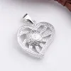 DIY Smycken Inställningar 925 Sterling Silver Heart Pendant Pave Cubic Zirconia Pearl Fynd 5 stycken