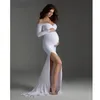 Повседневные платья одежда для беременных Maxi платье беременности платье Pogrape реквизит беременных женщин с длинным рукавом с длинным рукавом