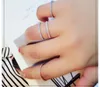 Bröllopsringar mode riktigt solid 100% 925 Sterling Silver Diamond Ring Solitaire Simple Round Thin Band Rings Finger for Women Element Jewelry