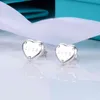 Nuove donne cuore Tif Silver Love Earrings Heart Heart Double Sided Steel Stampa Orecchini G1129