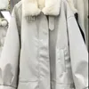 Veste courte en Faux cuir pour femme, vêtements de moto, PU, laine d'agneau, ample, coréenne, blanche, hiver 2022