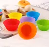 Stampi per muffin in silicone da 7 cm, stampi per cupcake, tazze per torte, forma rotonda, stampi per stampi da forno, stampi colorati per rivestimento di vassoi