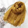 Kvinna soild bomull halsduk vår lyx linne sjal ny designer lång huvud halsduk kvinnlig hijab bandana lady sjal / wraps