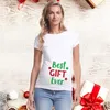 Kvinnors t-shirt graviditet tee moderskap jul topp kvinnor söt santa baby tryck gravida kläder 0203