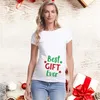 Camiseta feminina Camiseta Tee Maternidade Top Mulheres fofas Papai Noel Prinha roupas grávidas 0203