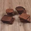 Wooden Coasters Black Walnut Coffee Tea Cup Mats Cups Pad Placemats Decor Walnuts Wood Coaster Durable Heat Resistant Square Round Drink Mat WLL425