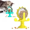Funny Cat Turntable Toy Pet Windmill Food leakage Bucket Exercise Training Entertaining Imp Intelligence With Sucker 211122