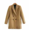 Autumn Women Casual OL Blazers Coats Long Sleeve Double Breasted Solid Blazer Female Elegant Outerwear Clothing 210513