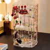 360 Degree Rotating Jewelry Storage Box Earring Display Stand Organizer Earrings Bracelet Necklace Storage Rack Detachable 211112