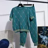 Kadın İki Parçalı Pantolon Moda Yeşil Eşofman Kadın Rahat Spor Kıyafetler 3 ADET V Yaka Hırka Kazak + T-Shirt Kalem Üç Set Kadın