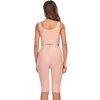 Swtao Women Clothing Set Sexy Nude Bodycon Bandage Two Pieces Celebrity High Street Party Tank Crop Tops Shorts 210527