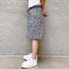 IEFB Summer Plaid Letter Drawstring Elastic Waist Men's Shorts Casual Loose Korean Fashion Knee Length Pants For Male Y7062 210524