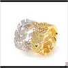 Jewelry Marlary Fashion Band 18K Gold Plated Custom Engraved Ring Wholesale Stack Ice Out Zircons Thumb Rings For Men Drop Delivery 2021 Zq2