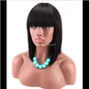 Korte Bob Lace Pruiken Met Bangs Braziliaanse Virgin Haar Straight Lace Front Menselijk Haar Pruiken Voor Zwarte Vrouwen Zwitserse Kant Frontale Pruiken JMJS9 YYGP9