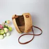 Vintage handgemaakte crossbody lederen tassen rond strandmeisjes Cirkel Rattang kleine Boemische schoudertas