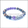 Perlen, Stränge Armbänder Schmuck Armband Männer und Frauen 8mm Amethyst Tigerauge Stein mit langem Silberring Handgelenk Schmuck Drop Lieferung 2021 E