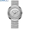 女性のファッションカジュアルアナログクォーツ時計クレジュ女性ダイヤモンドクリスタルブレスレット腕時計フェミニーノギフトクロック210517