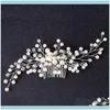 Opaski na głowę biżuteria panna młoda ślub Aessories Crystal Pearl Combs Sier Sier Plaste Głowa Ślubny noiva tiara koronka biżuteria do włosów del del