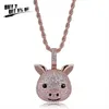 JINAO Personality Iced Out Cubic Zirco Devil Pig Dog Monkey Heart Smile Pendant &Necklace Hip Hop Jewelry For Gifts X0707