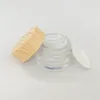 Hoge kwaliteit houten grain cap wax pot 5ml voor vape dikke olie cream collectie glas potten tank make-up monster cosmetische doos opslagfles