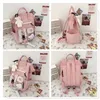 2021 sac d'école sac à dos pour adolescents filles mignon anneau sac concepteur sacs de voyage sac à dos pour ordinateur portable femmes cahier Patchwork sac à dos Y0804